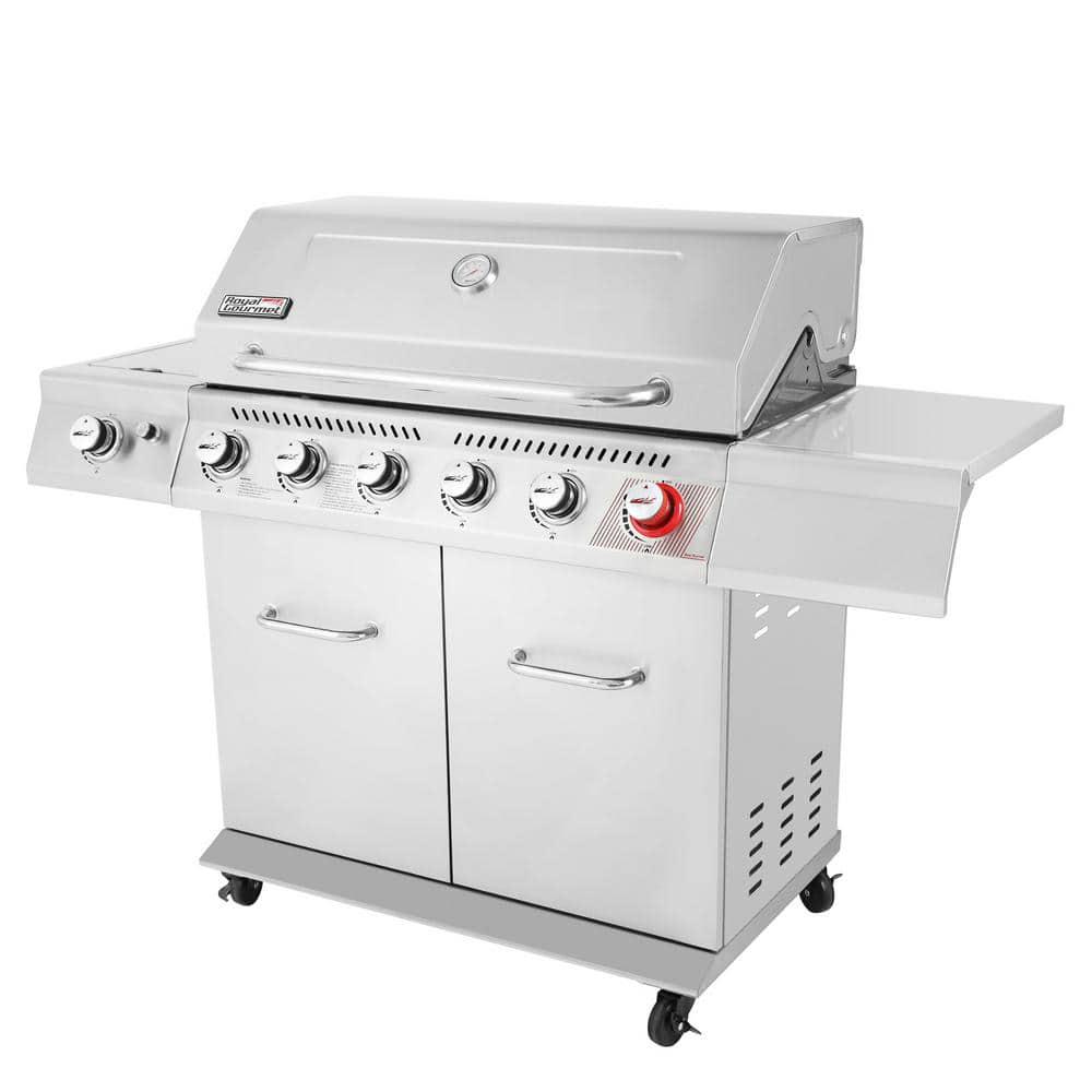 Royal Gourmet 6Burner Propane Gas Grill in Stainless Steel with Sear Burner and Side Burner