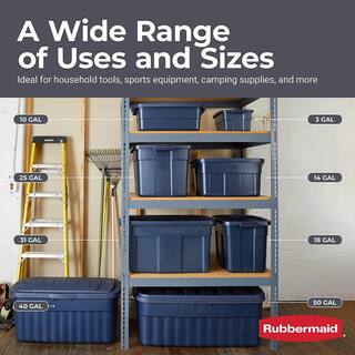 Rubbermaid Roughneck️ Storage Totes with Lids 18 Gallon Dark Indigo Metallic-6 Pack RMRT180051