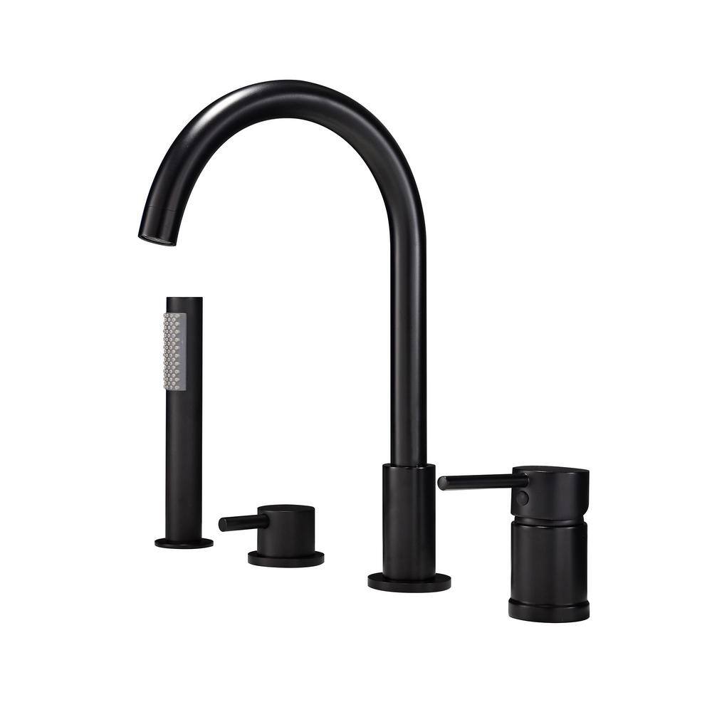 matrix decor 2-Handle Tub-Mount Roman Tub Faucet with Hand Shower in Matte Black MD-RBBF61015MB