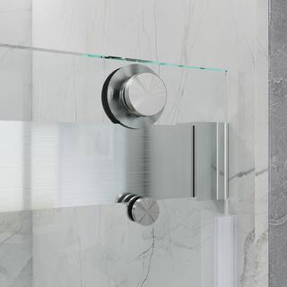 MCOCOD 60 in. W x 79 in. H Double Sliding Frameless Soft Close Shower Door in Brushed Nickel with 38 in. (10 mm) Clear Glass DS13-60x79-BR