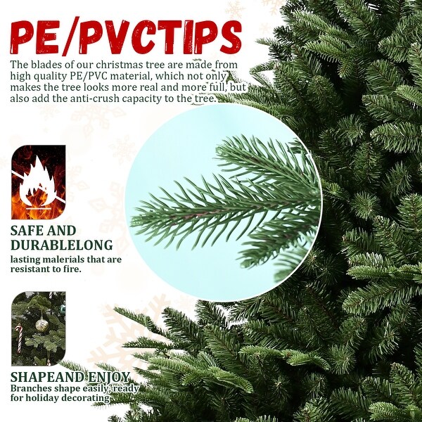 8/9 FT PE and PVC Christmas Tree Simulate Nature Advanced Materials Premium Hinged Spruce Artificial Douglas Firs Tree