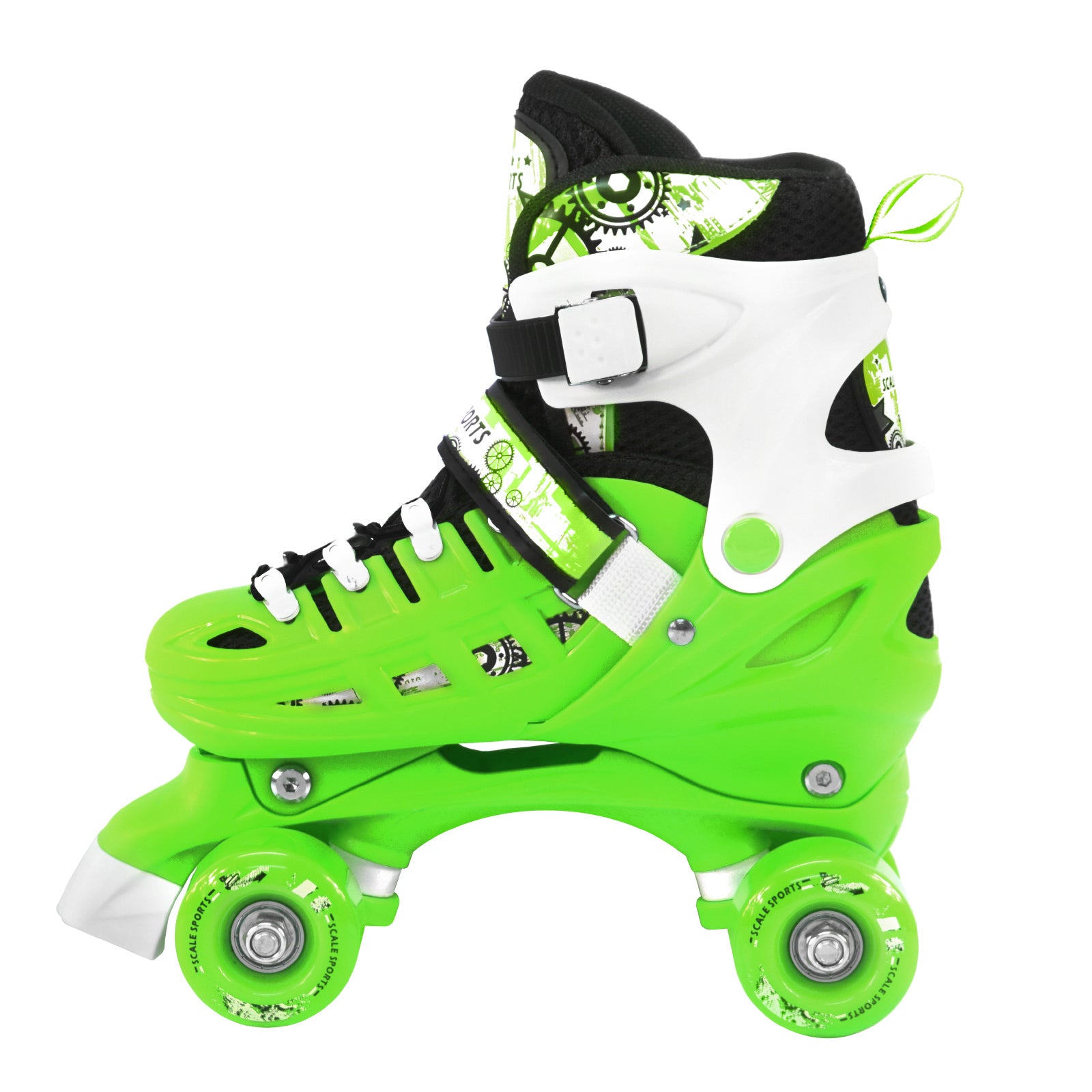 Adjustable Green Quad Roller Skates For Kids Medium Sizes