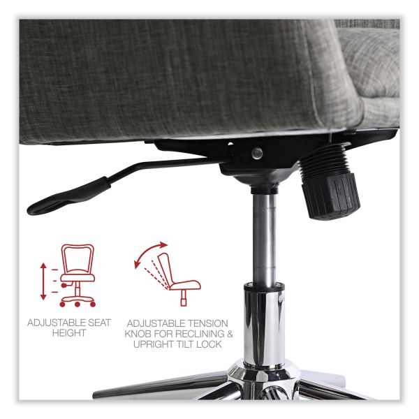 Workspace by Alera Mid-Century Task Chair， Supports Up to 275 lb， 18.9