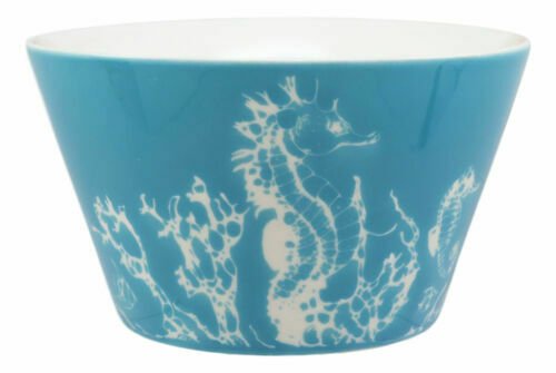 1 Nautical Ocean Seahorse Abstract Art Blue Bowl Set of 2 16 Ounces 5.5D EBR02