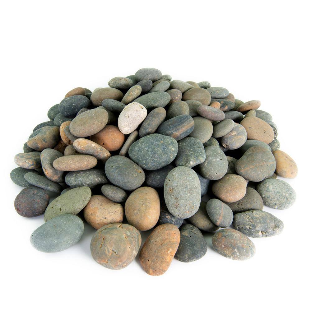 Southwest Boulder  Stone 21.6 cu. ft. 3 in. to 5 in. 2000 lbs. Mixed Mexican Beach Pebble Smooth Round Rock for Garden and Landscape Design MPBM35