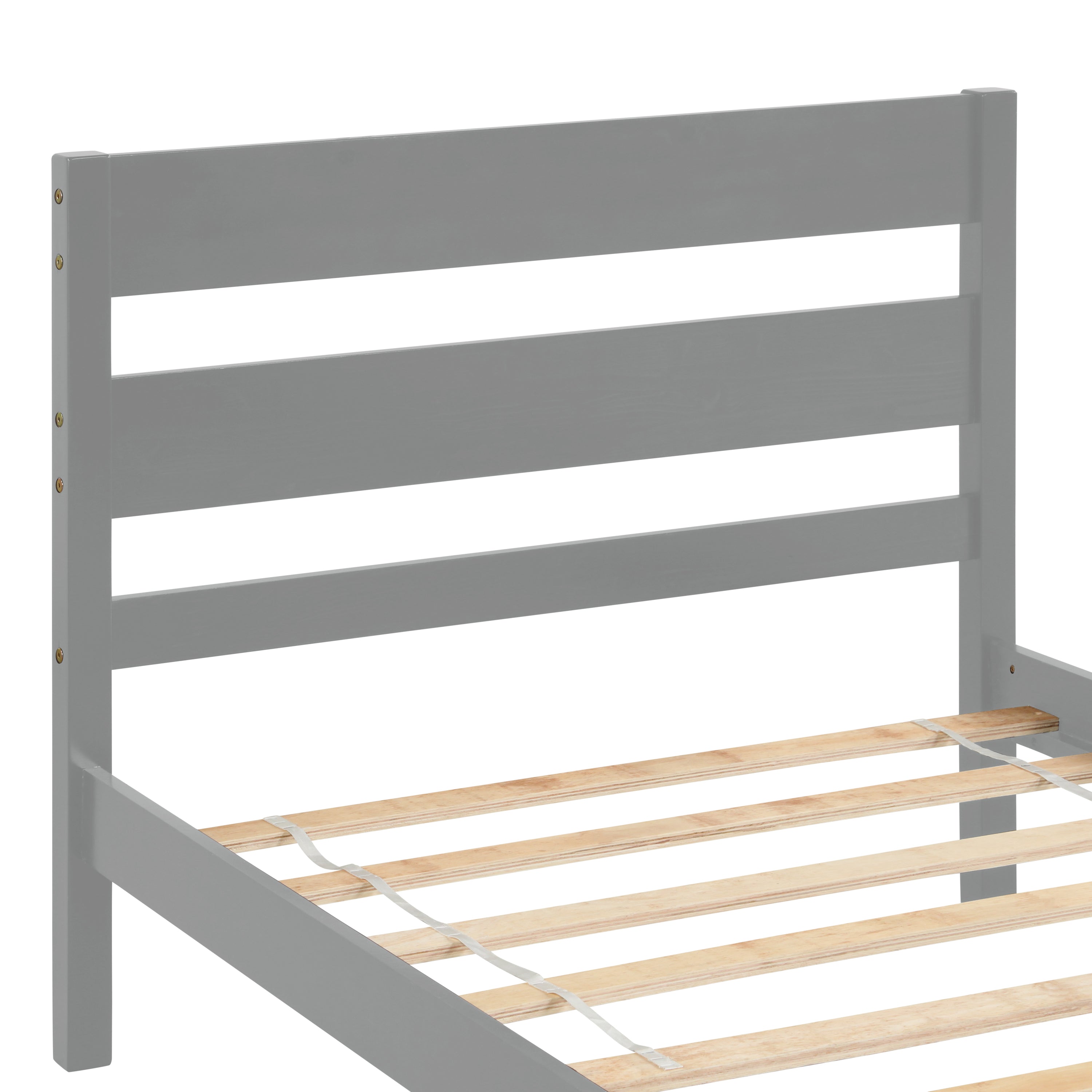 uhomepro Twin Bed Frame No Box Spring Needed, Wood Platform Bed Frame with Headboard and Footboard, Strong Wooden Slats, Twin Bed Frames for Kids, Adults, Modern Bedroom Furniture, Gray