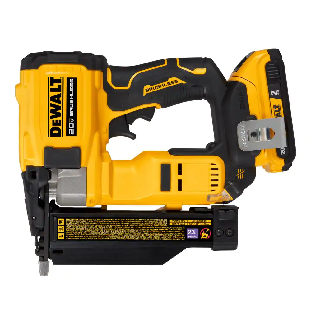 DEWALT DCN623D1 20-Volt MAX Lithium-Ion Cordless 23-Gauge Pin Nailer Kit with 2.0 Ah Battery Pack and Charger