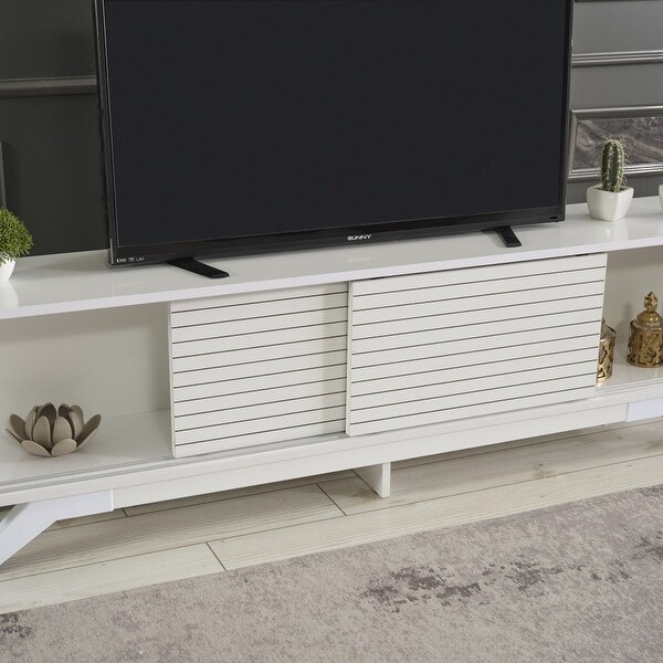 67'' TV Stand Cabinet with 2 Sliding Door and 2 Shelves， Fits to 65'' TVs