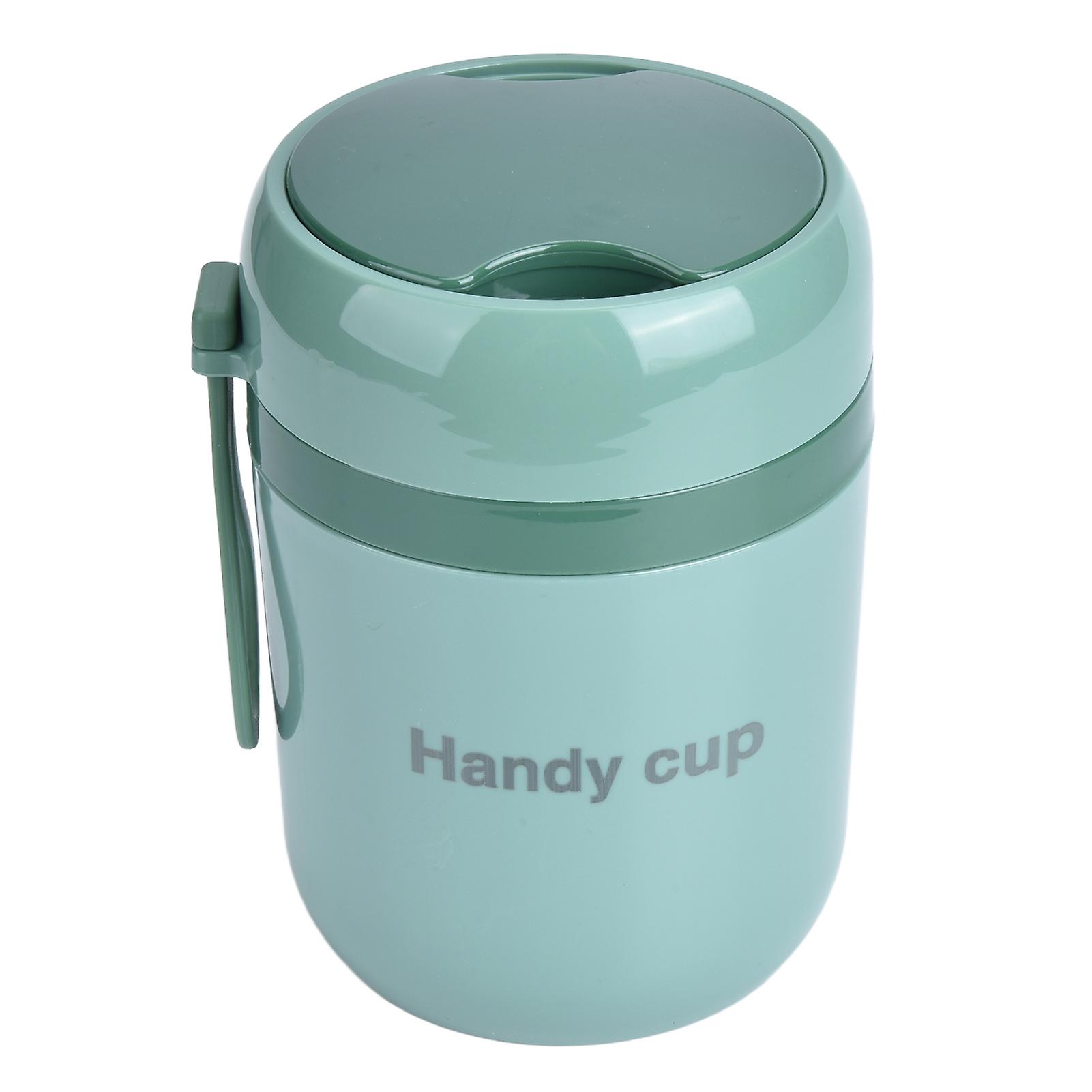 Insulated Soup Containers 500ml Double Anti Scald Heatable Insulated Food Container with Foldable Spoon for Office SchoolNordic Green