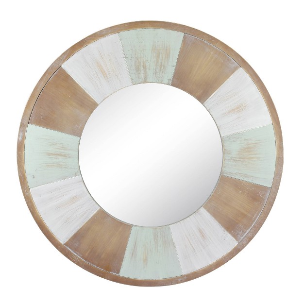 Round Rustic Mirror White blue Stonebriar Collection