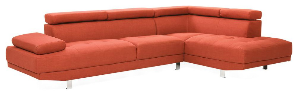 Riveredge 109 in. W 2 piece Polyester Twill L Shape Sectional Sofa in Orange   Contemporary   Sectional Sofas   by BisonOffice  Houzz