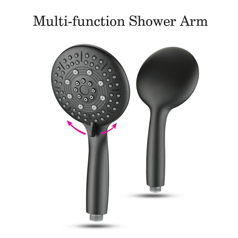 YASINU Single-Handle 6-Spray Patterns 5 in. Shower Head Faucet in Wall Mount Dual Shower Head in Matte Black (Valve Included) YNAD794MB