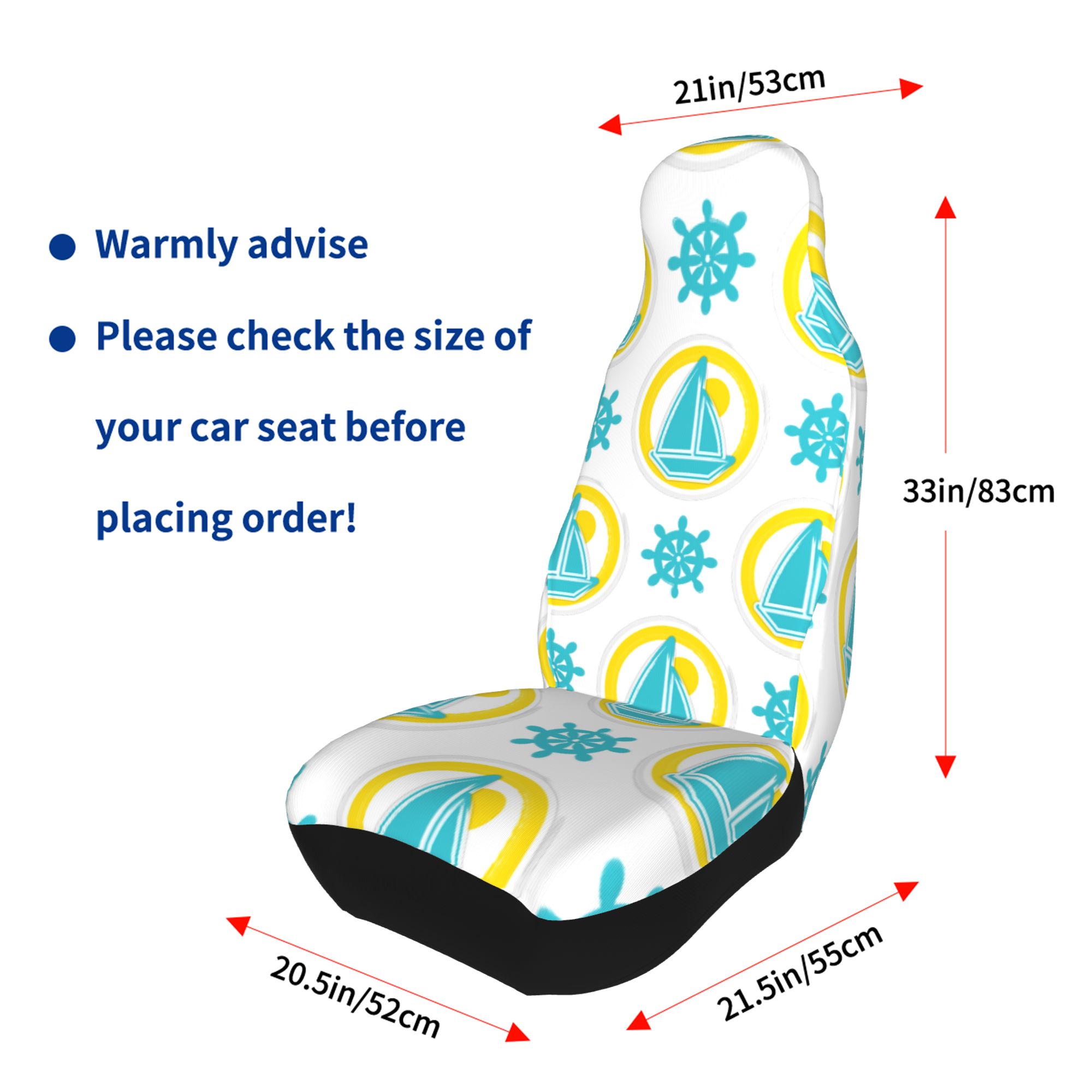 ZICANCN Car Seat Cover Nautical Themed Doodles Car Front Seat Covers Protectors ， Automotive Seat Covers for Cars Trucks Suv