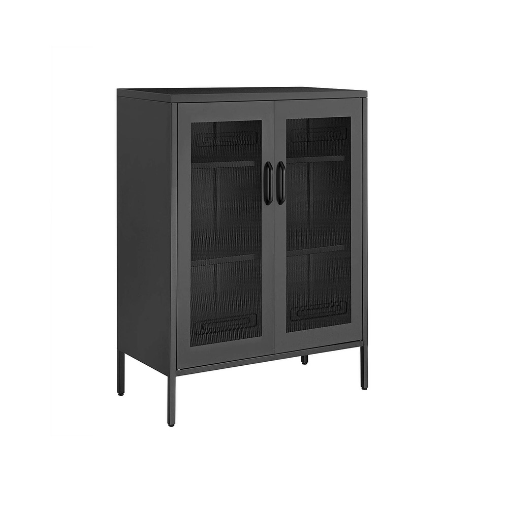 Metal Storage Cabinet with Mesh Doors  Multipurpose Storage Rack   Black   31.5\