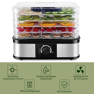 ANGELES HOME 5-Tray Black and Sliver Temperature Control Food Dehydrator SA56-9HW444