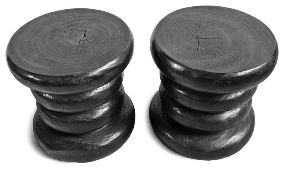 Black Stacked Ring Stool Table   Rustic   Side Tables And End Tables   by Design Mix Furniture  Houzz