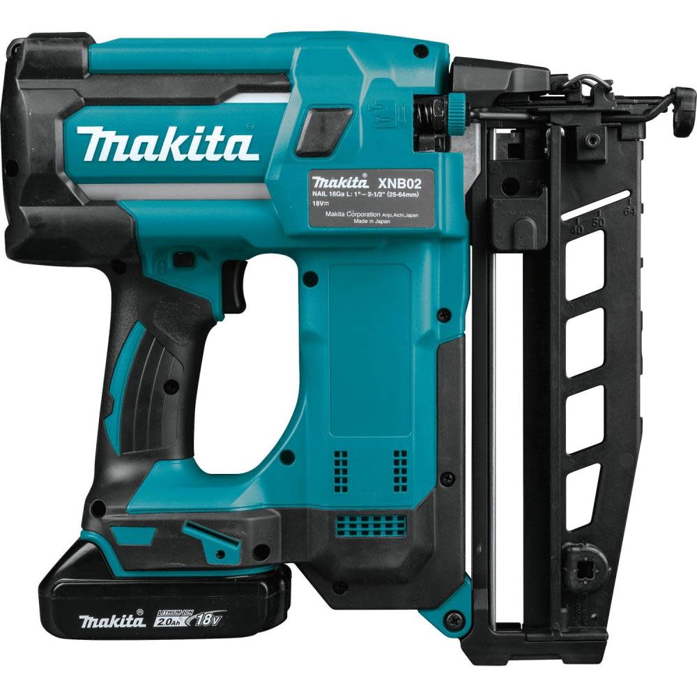 18V LXT? Lithium-Ion Cordless 2-1/2 Straight Finish Nailer Kit， 16 Ga. (2.0Ah) ;