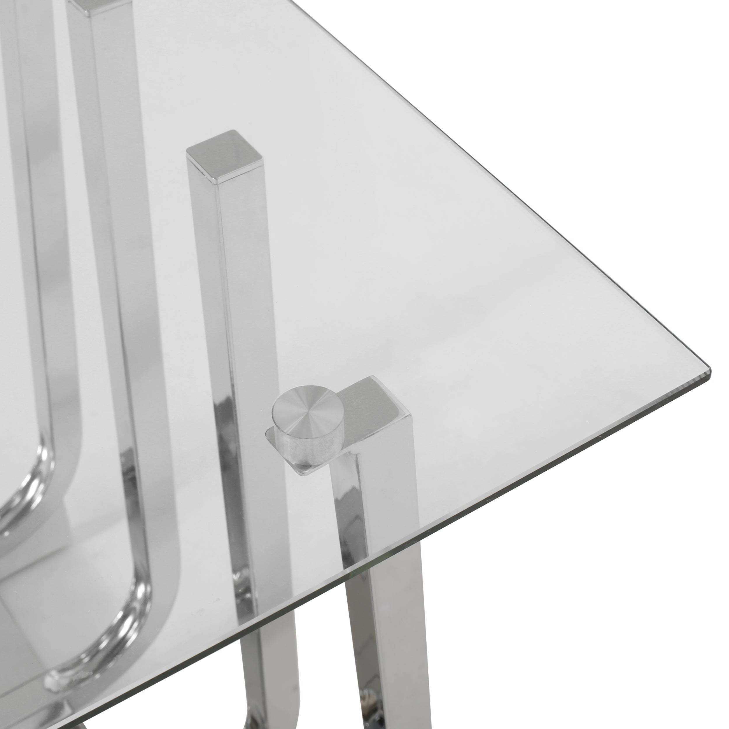 Coalton Modern Glass Top Side Table, Chrome