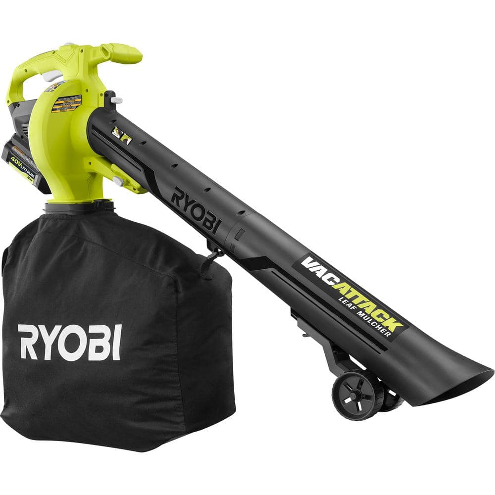 RYOBI 40V Vac Attack Cordless Leaf Vacuum/Mulcher with 5.0 Ah Battery and Charger RY40451