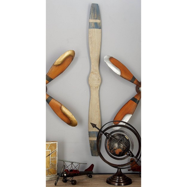 Wood Airplane Propeller 2 Blade Wall Decor With Aviation Detailing Brown Olivia amp May