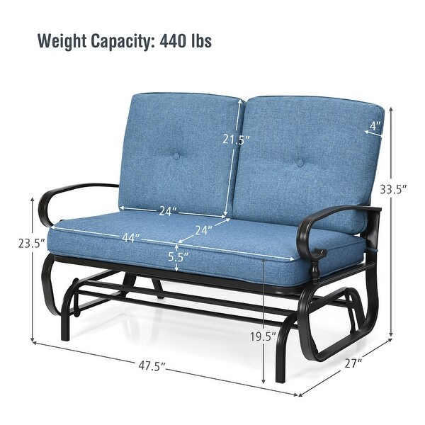 Costway 2Person Outdoor Swing Glider Chair Bench Loveseat Cushioned