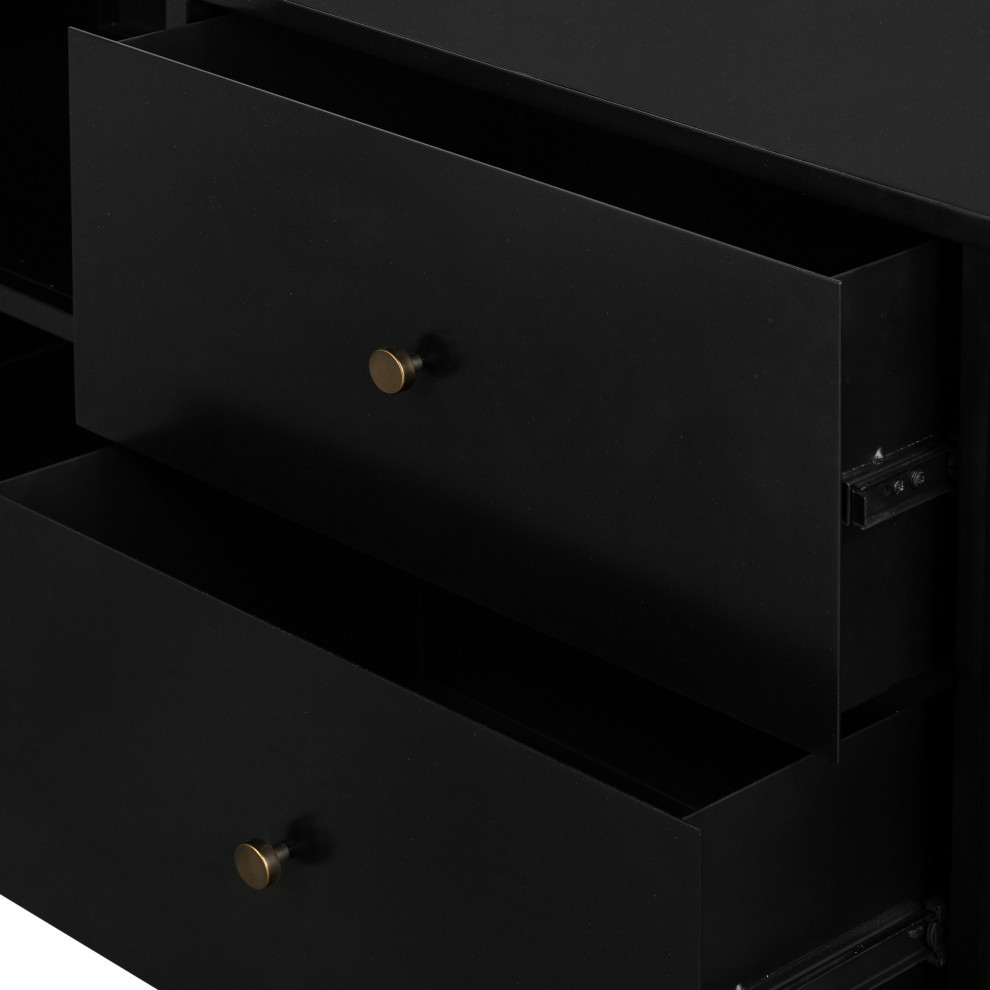 Soto Media Console  Black   Transitional   Entertainment Centers And Tv Stands   by Four Hands  Houzz