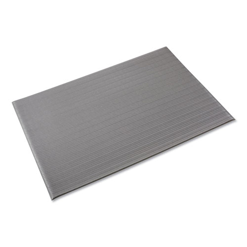 Crown Mats and Matting Ribbed Anti-Fatigue Mat | Vinyl， 36 x 120， Gray | CWNFL3610GY