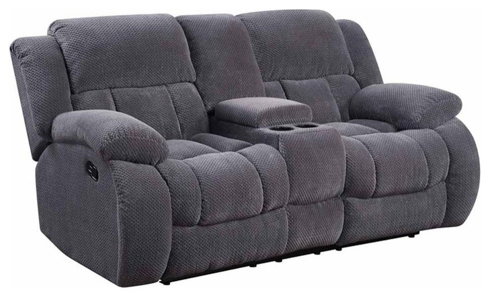 Coaster Weissman Grey Reclining Loveseat 77.5x41x40 Inch   Contemporary   Sofas   by BisonOffice  Houzz