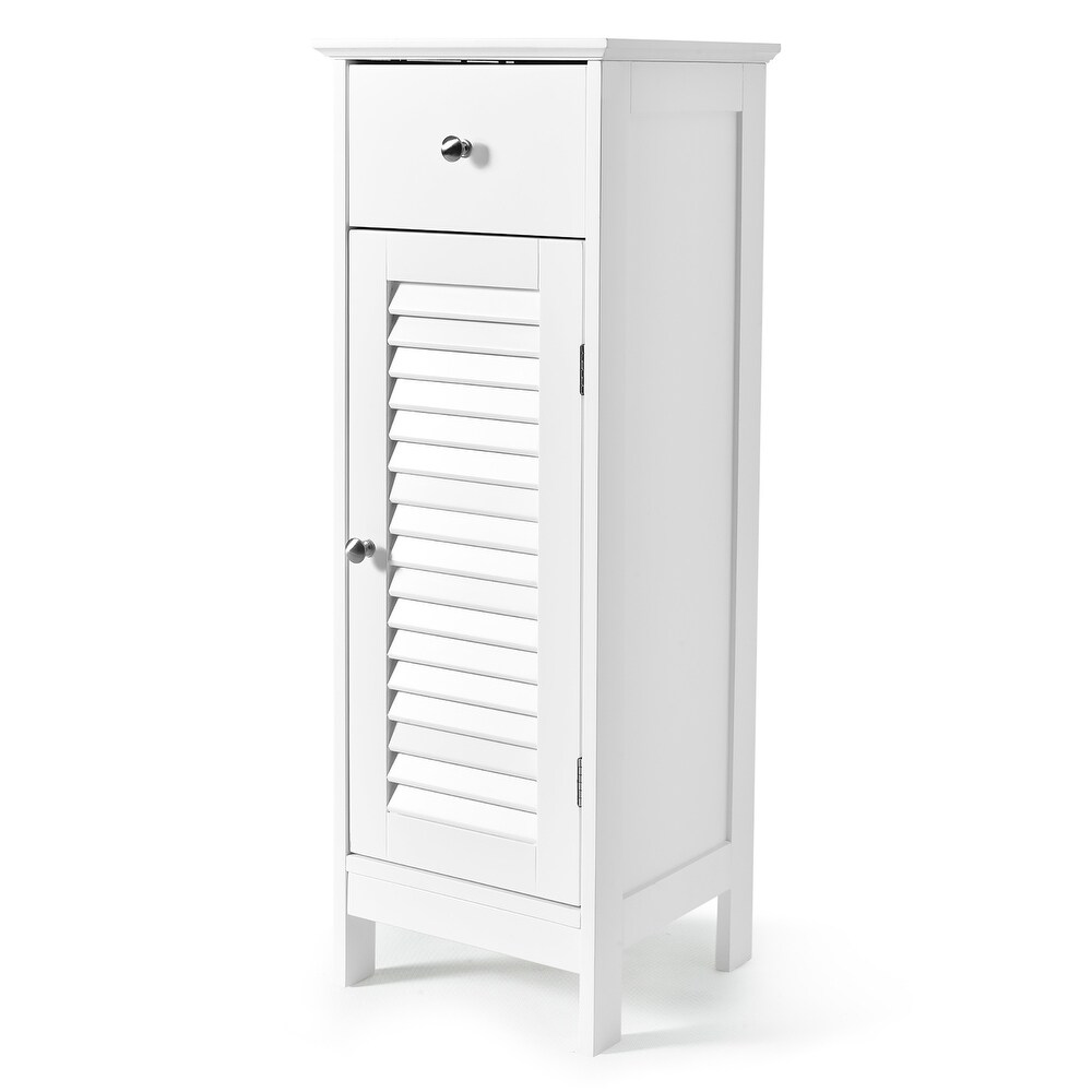 Wooden Free Standing Bathroom Floor Storage Cabinet with Shutter Door