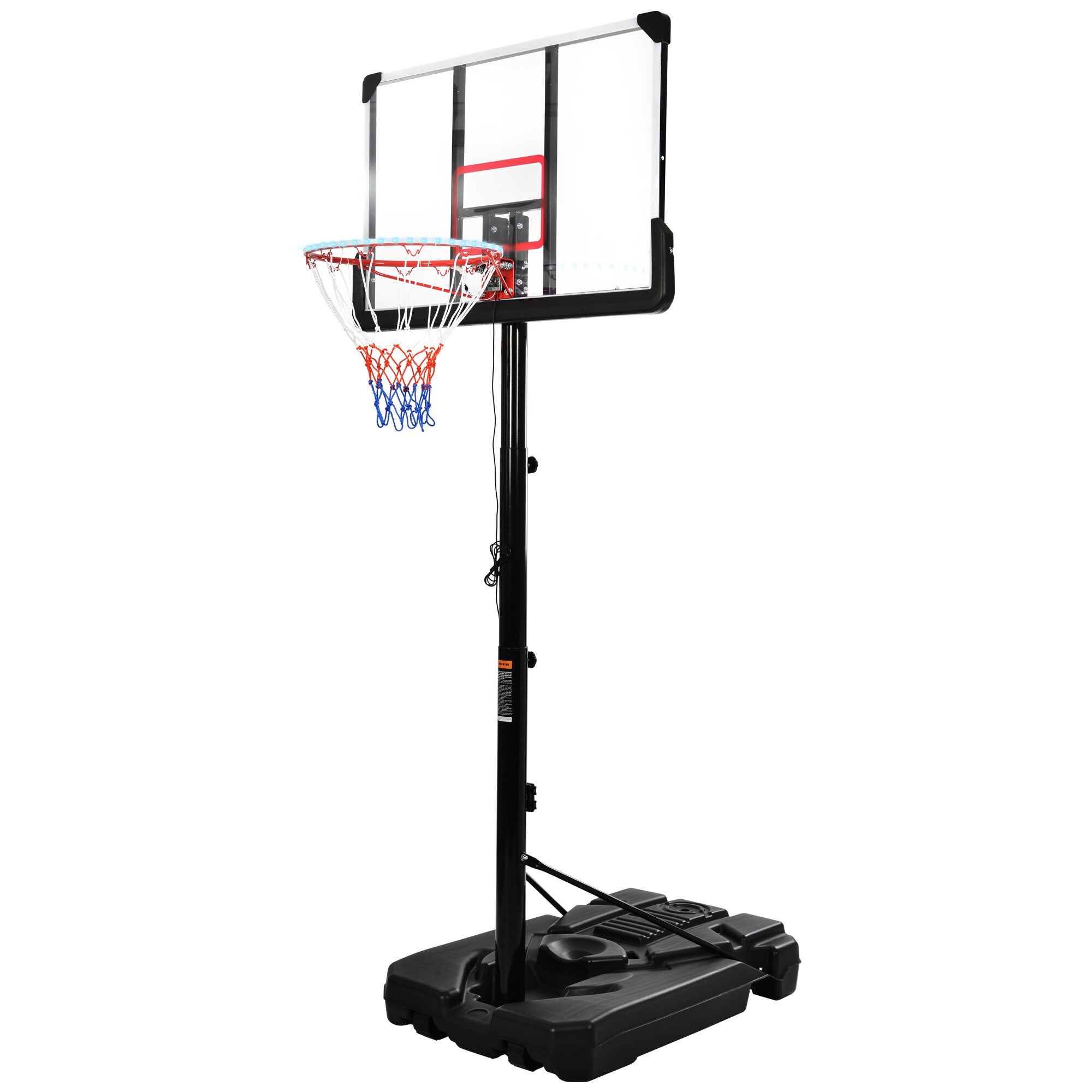 MASBEKTE Portable Basketball Hoop Outdoor Basketball System 6.6-10ft Height Adjustment with LED Lights for Youth Adults