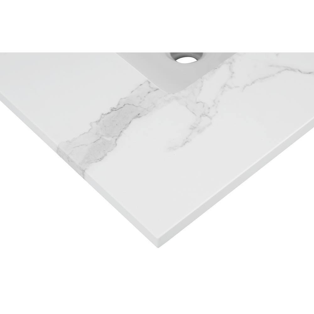 Home Decorators Collection 25 in W x 22 in D x 075 in H Engineered Marble Vanity Top in Calacatta White with White Basin