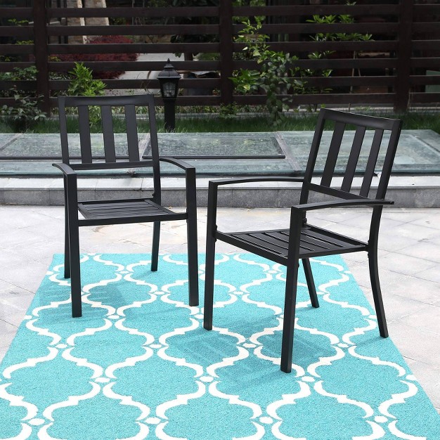 2pk Outdoor Stackable Bistro Chairs Black Captiva Designs