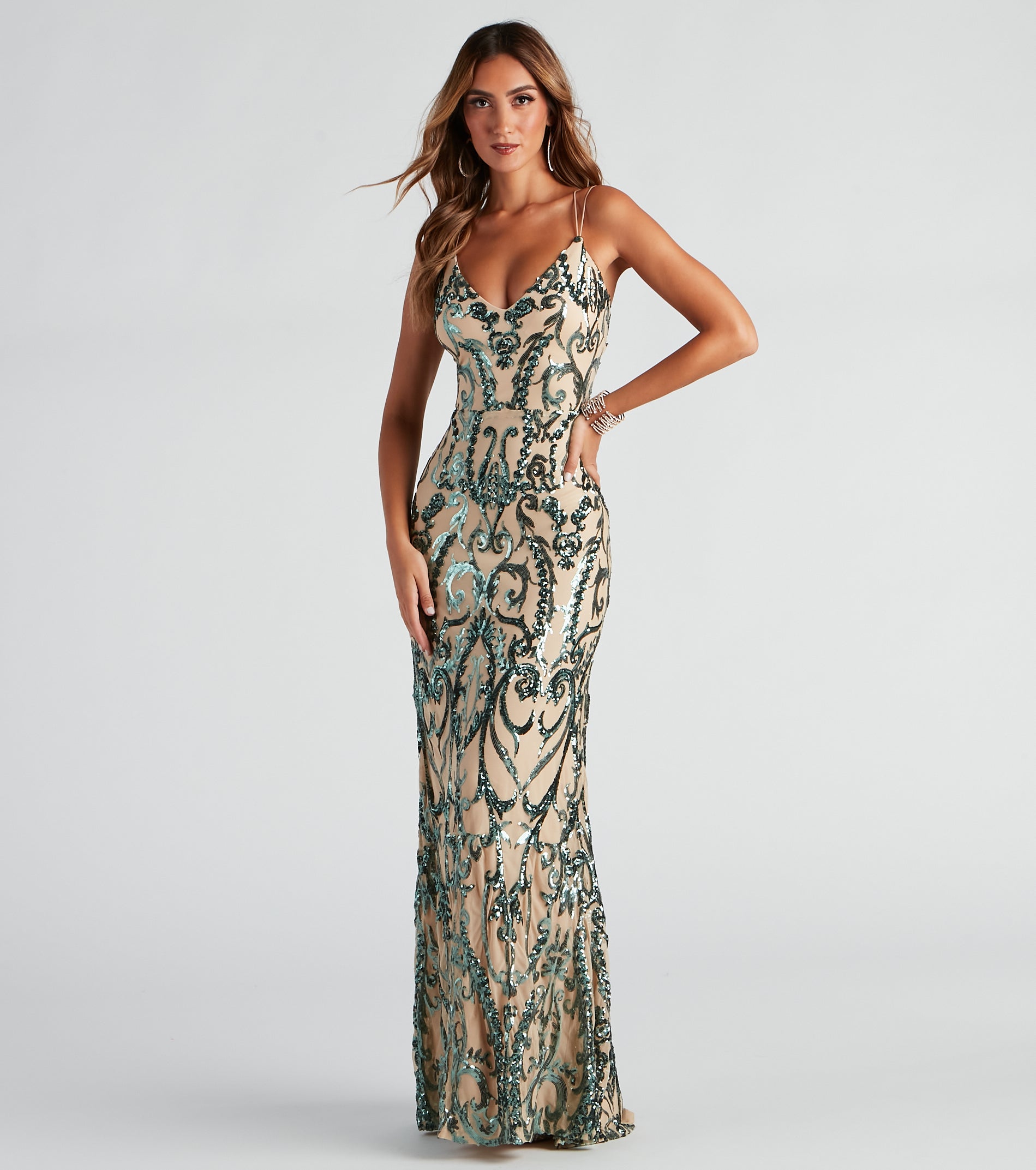 Natalie Sequin Scroll Formal Dress