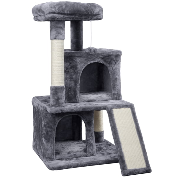 3 Tiers Multilevel Cat Tower Cat Tree with Condos Dark Gray