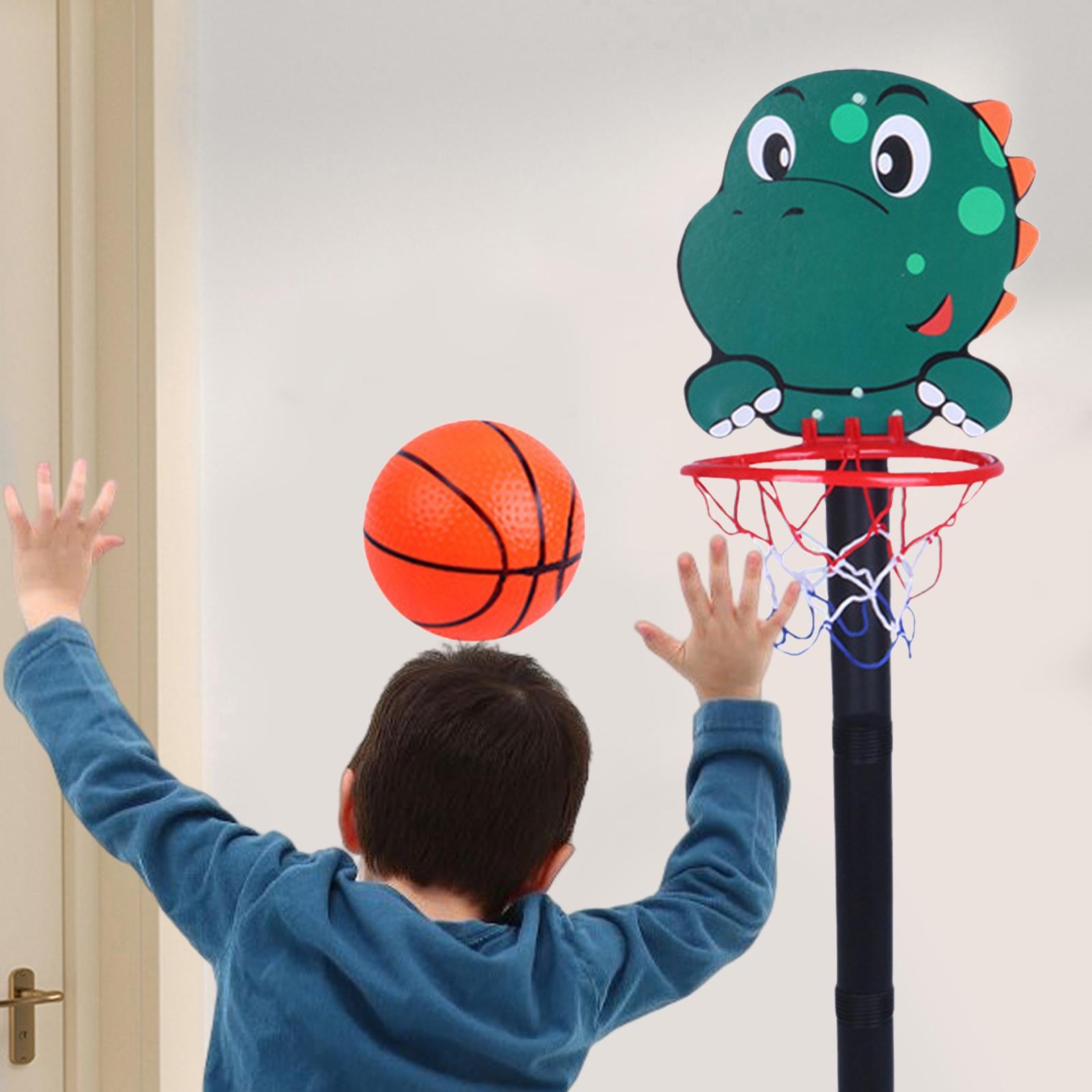 Portable Basketball Hoop Toys Playing Set Outside Toys Yard game Outdoor Sports Adjustable Basketball Hoop Stand for Bedroom Garden Dinosaur