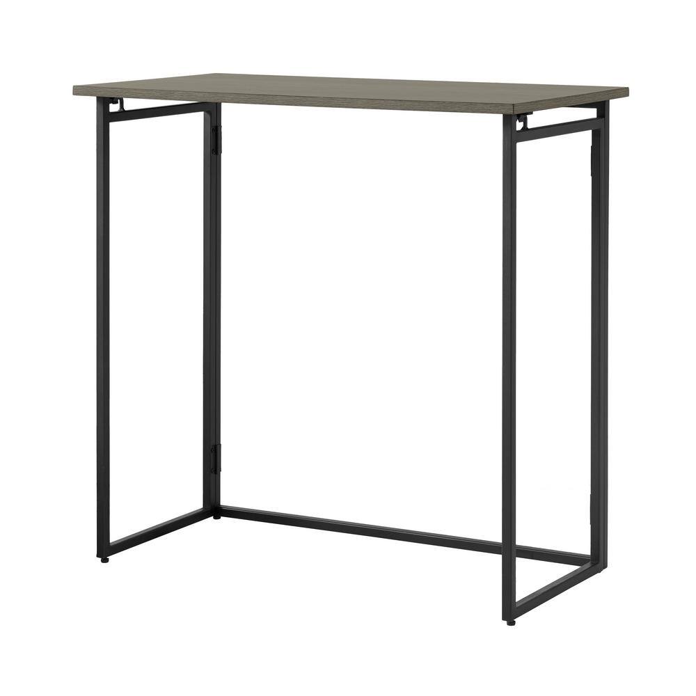 StyleWell 30 in. Rectangular Black Metal Folding Writing Desk with Grey Wood Top ST9252B