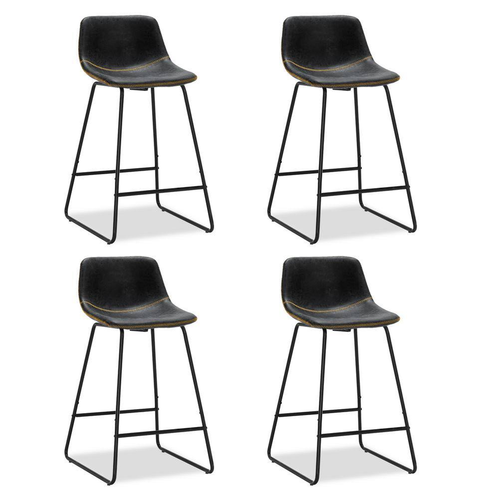 LUE BONA Faux Leather Bar Stools Metal Frame Counter Height Bar Stools(Set of 4) LB21CH0024-400