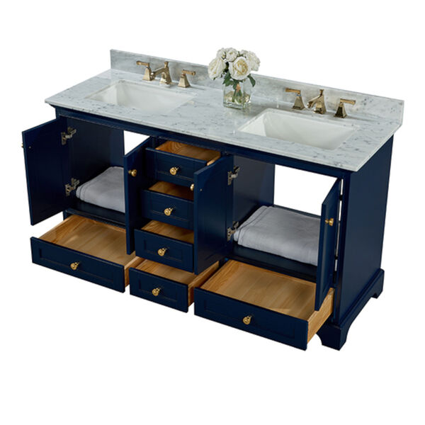 Audrey Heritage Blue White 60-Inch Vanity Console with Mirror