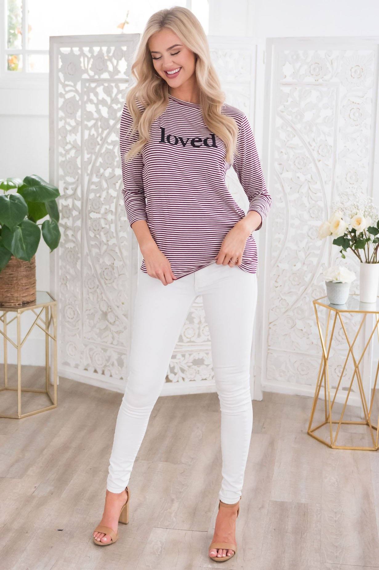 Loved Modest 3/4 Length Sleeve Tee