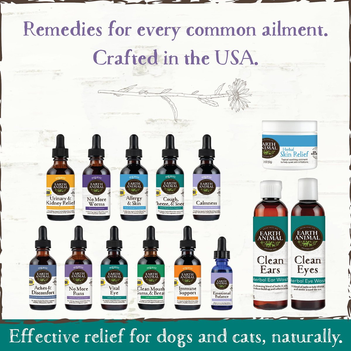 Earth Animal Natural Remedies Clean Eyes Herbal Eye Wash Cleanser for Dogs and Cats， 4-oz bottle