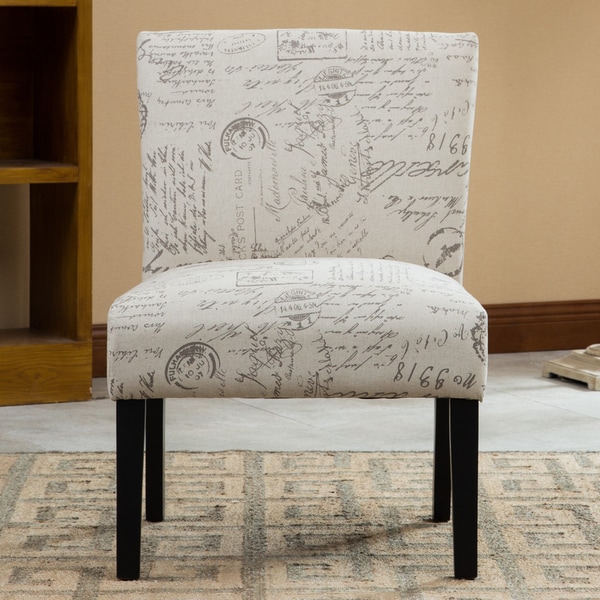 Roundhill Furniture Botticelli English Letter Print Fabric Armless Accent Chair