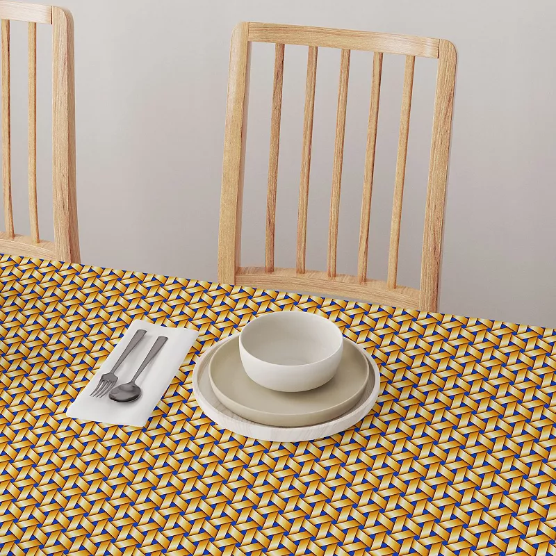 Round Tablecloth， 100% Polyester， 90 Round， Handmade Straw Wicker