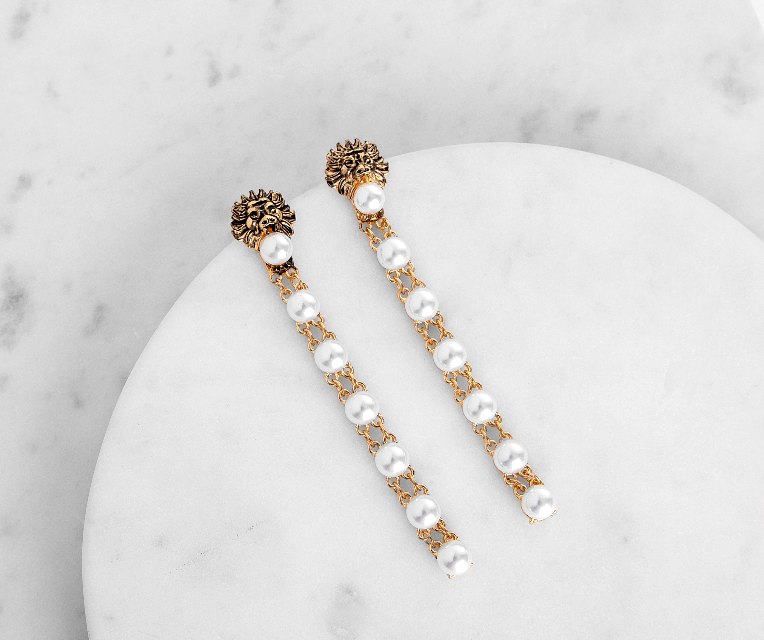 Fierce As A Lion Pearl Duster Earrings