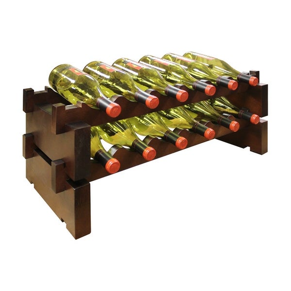 12 Bottle， 2 x 6 Bottle Modular Wine Rack， Stained