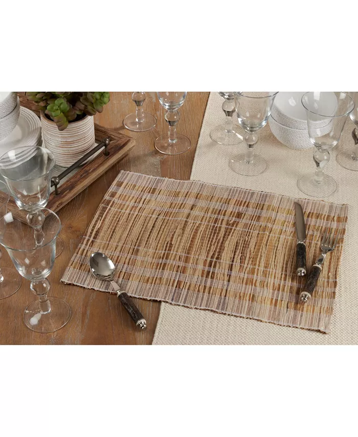 Saro Lifestyle Striped Water Hyacinth Placemat Set of 4