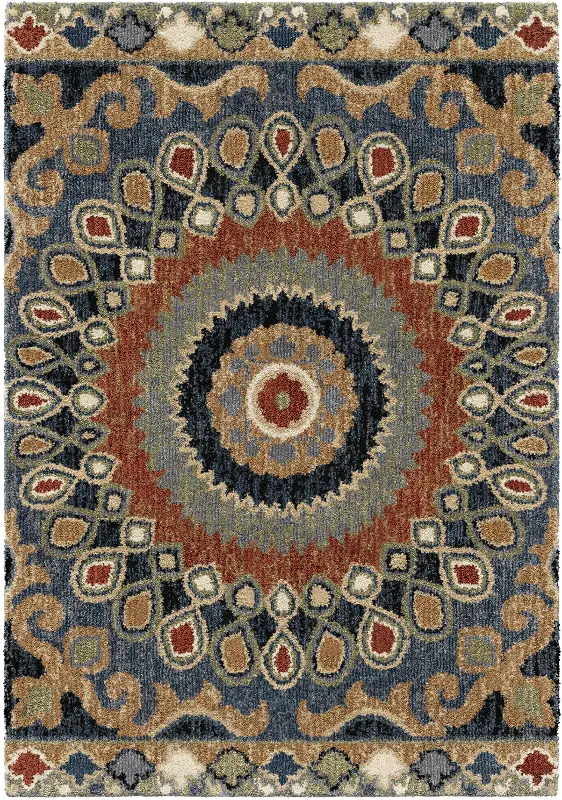 Wild Weave 5 x 8 Blue， Red， and Green Area Rug