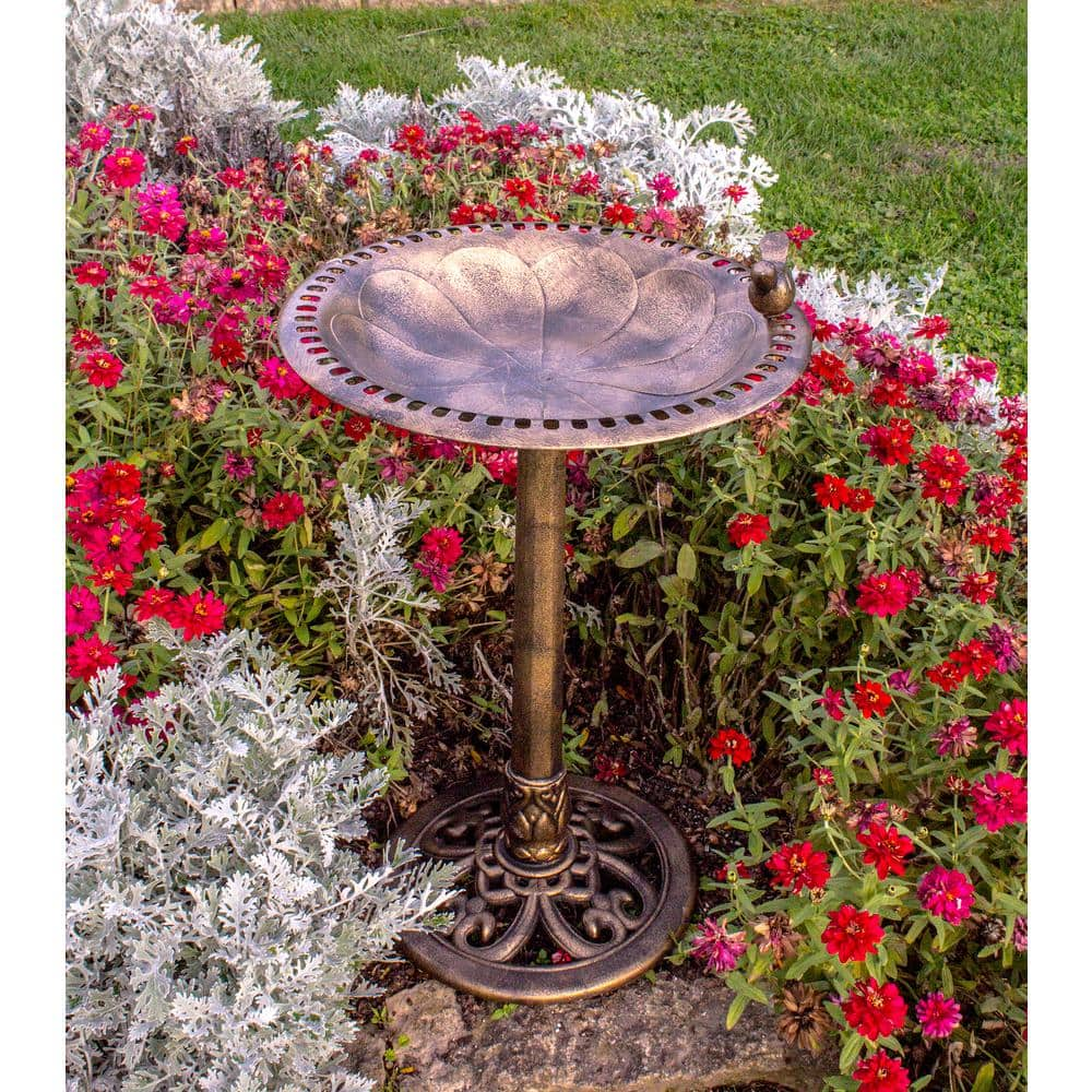 BACKYARD EXPRESSIONS PATIO · HOME · GARDEN Backyard Expressions 29 in. Bronze Resin Pedestal Birdbath 912449