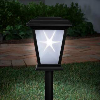 Hampton Bay Solar 15 Lumens Black Outdoor LED Unique 3D Star Pattern Path Light (4-Pack) WeatherWaterRust Resistant 62113