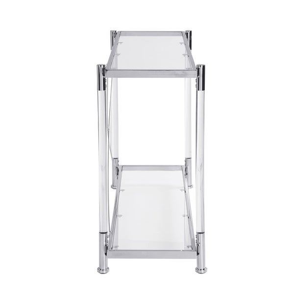 Modern Acrylic Glass Console Table with Storage Shelf Plant Side Table for Hallway， Foyer， Living Room