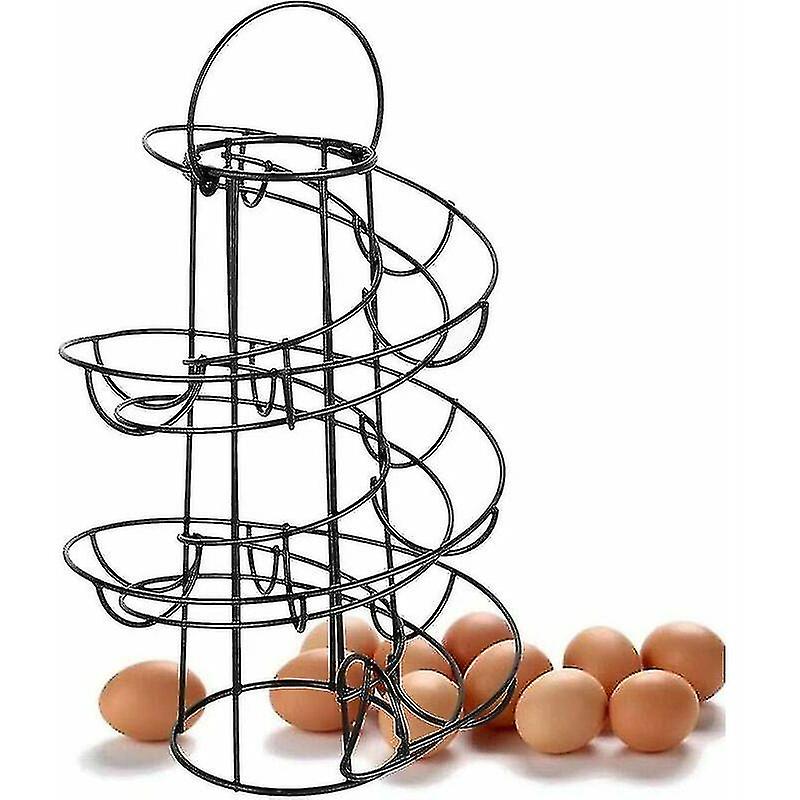 Dontodent Egg Dispenser Spiral Storage， Metal Iron Spiral Egg Rack Eggs Kitchen Display Stand， For 24 Eggs (black)